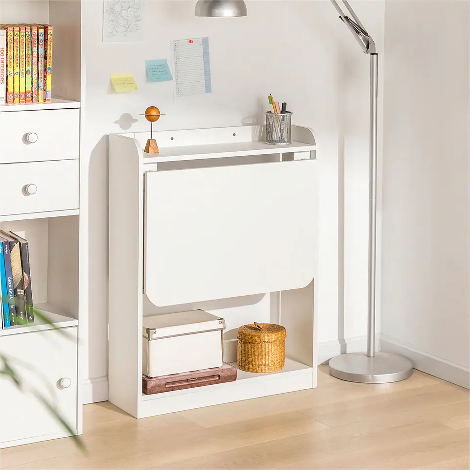Escritorio Multifuncional MDF Blanco – con Cajón y Repisa 2