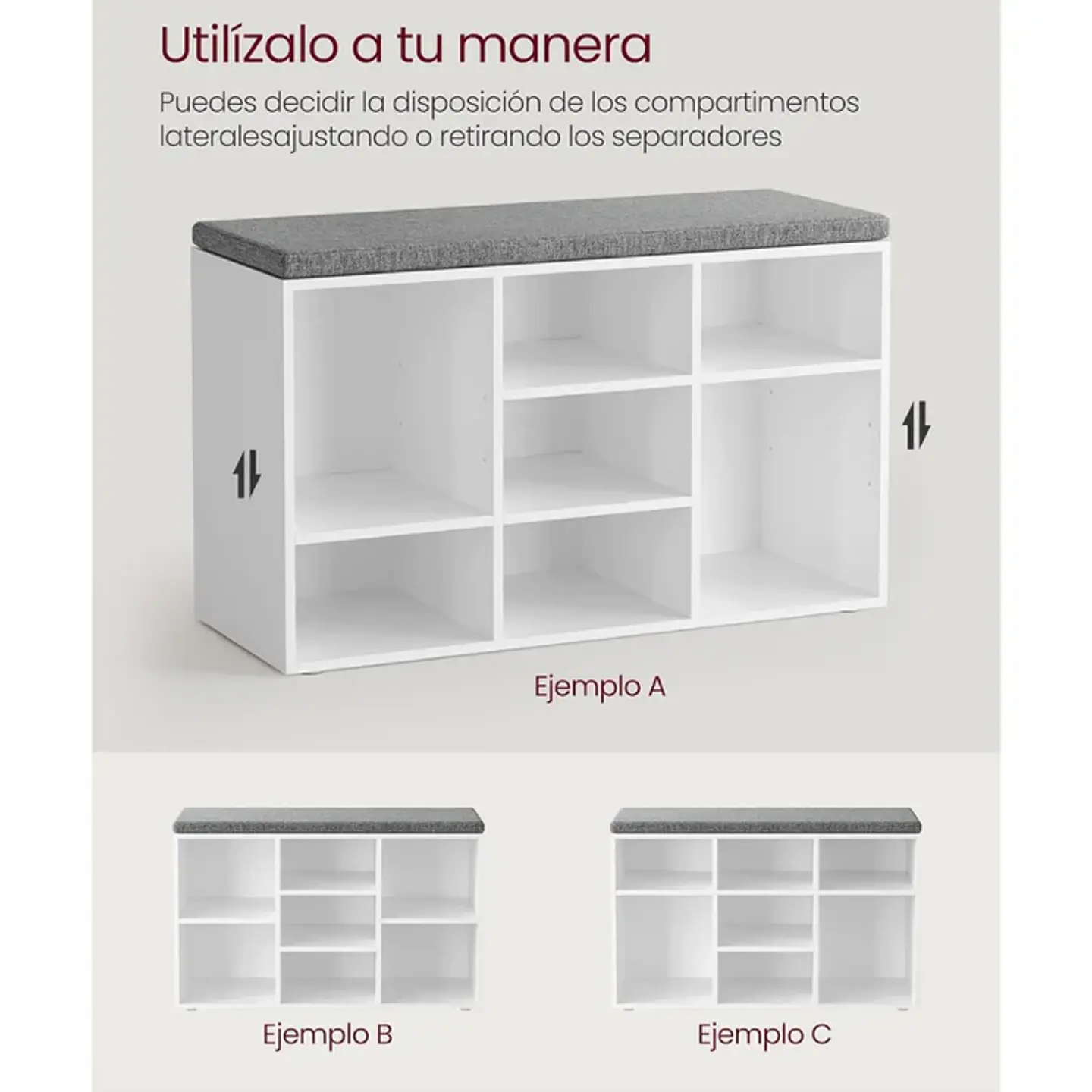 Zapatero Banqueta Acolchada MDF Blanco- Recibidor Dormitorio multiuso 3