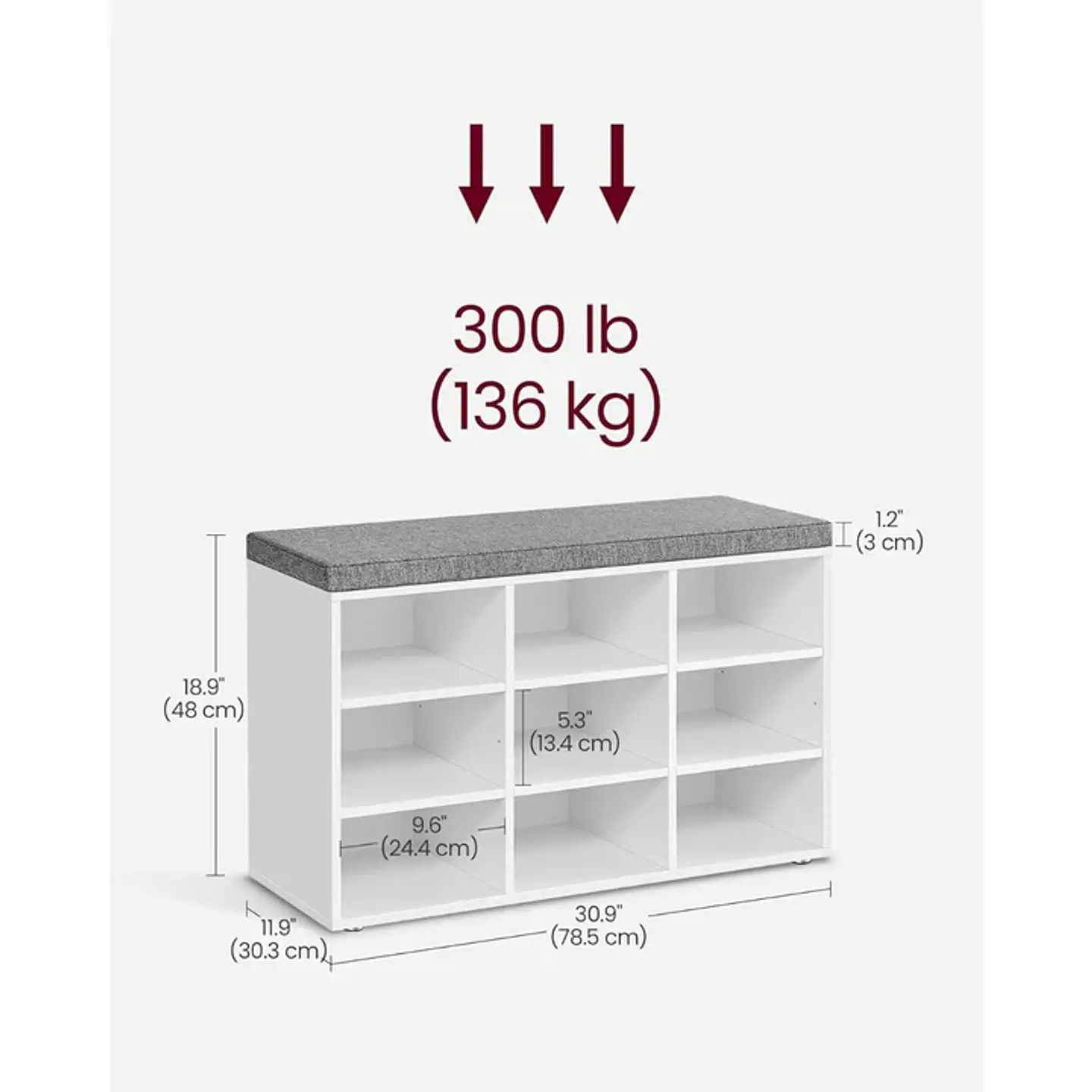 Zapatero Banqueta Acolchada MDF Blanco- Recibidor Dormitorio multiuso 5