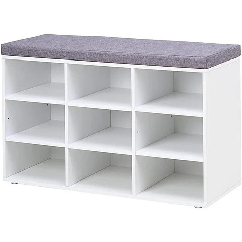 Zapatero Banqueta Acolchada MDF Blanco