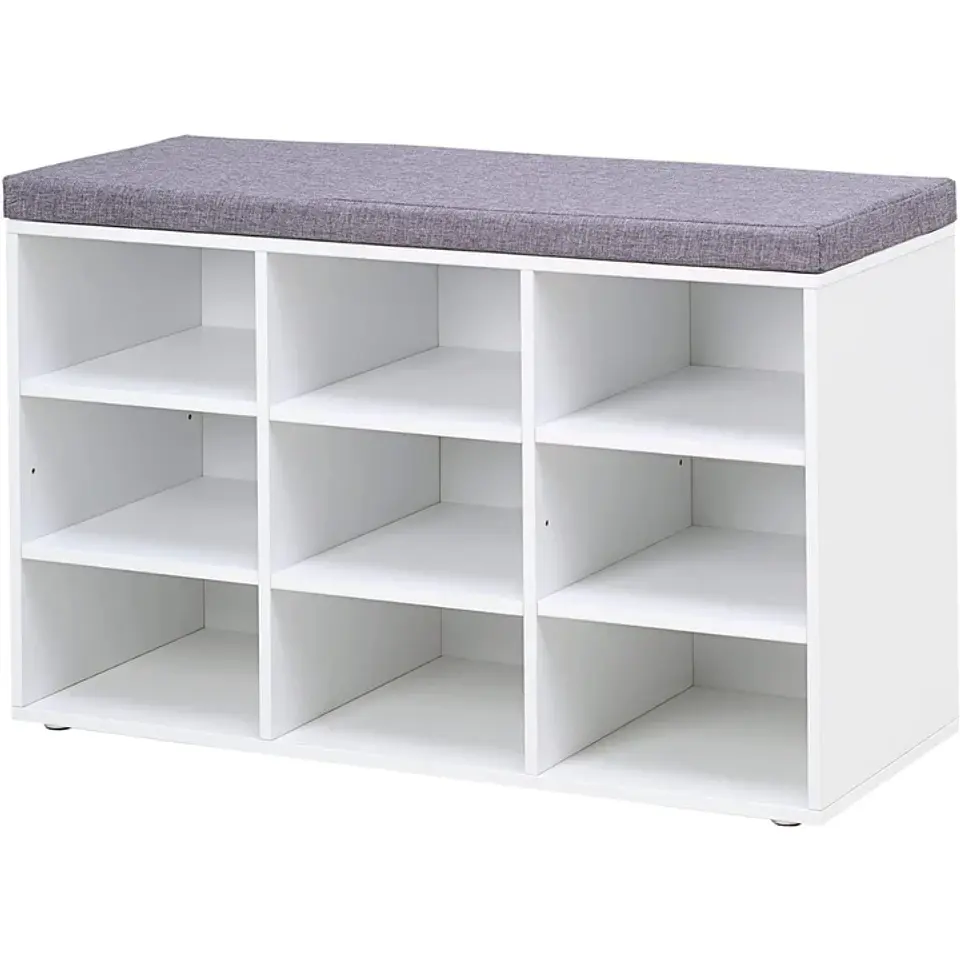 Zapatero Banqueta Acolchada MDF Blanco- Recibidor Dormitorio multiuso 2