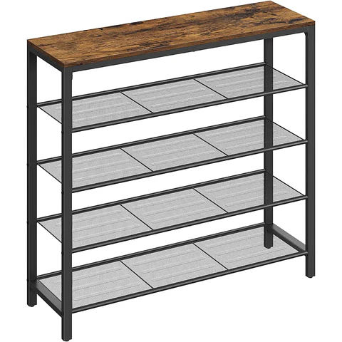 Mueble Zapatero Arrimo 5 niveles Fierro y MDF-Recibidor Dormitorio multiuso