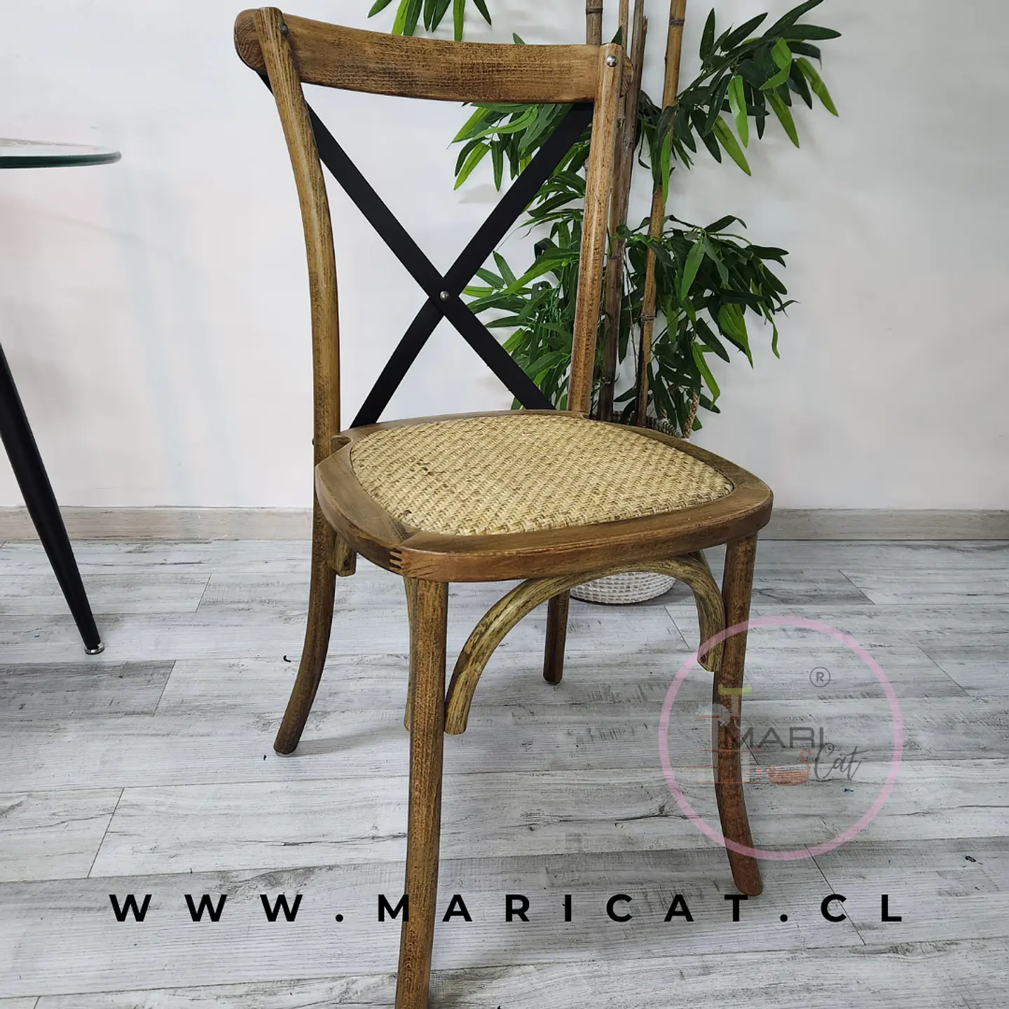 Pack 4 Sillas Crossback Madera Rattan Metal / Restaur 1