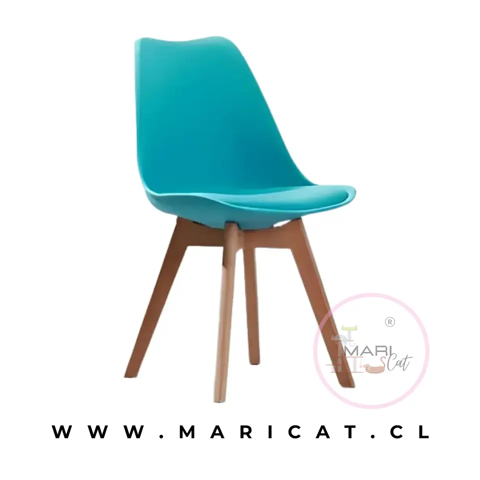 Sillas Tulip con Cojin y Patas de Madera 7