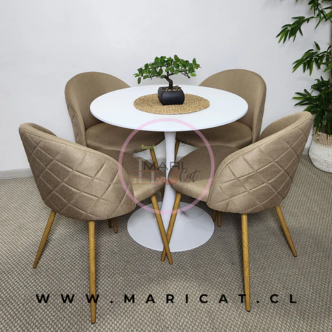 Mesa Tulip + Silla Kana Lino Wood