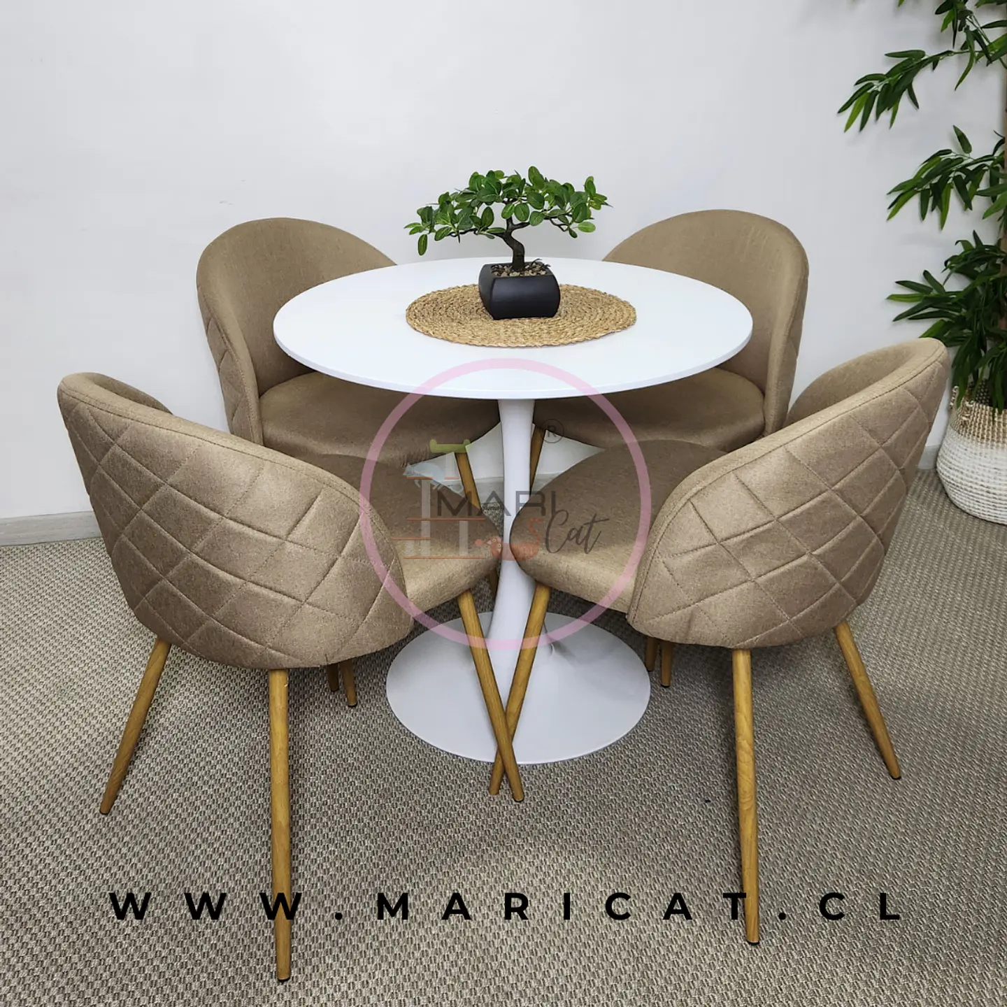 Mesa Tulip + Silla Kana Lino Wood 1