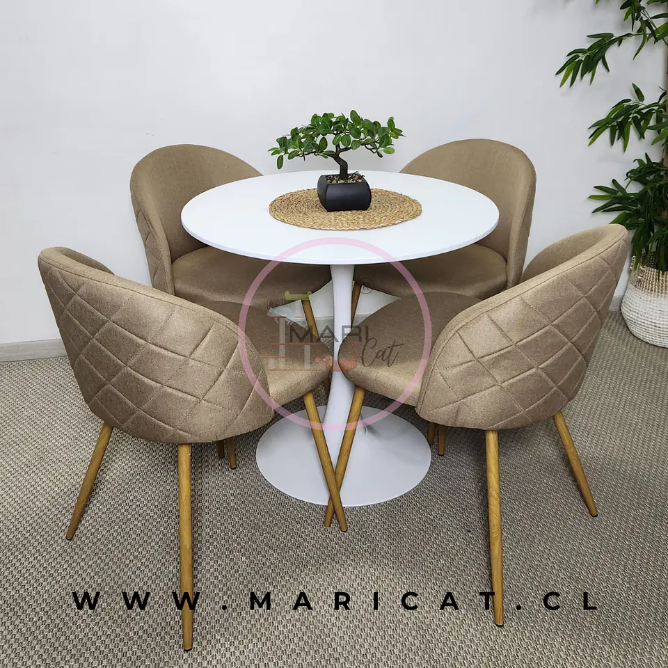 Mesa Tulip + Silla Kana Lino Wood 1