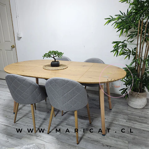 Comedor Rectangular MDF 4 Sillas Kana Lino – Mesa 100cm