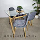 Comedor Rectangular Vidrio 4 Sillas Crossback – Mesa 130x80cm - Miniatura 1
