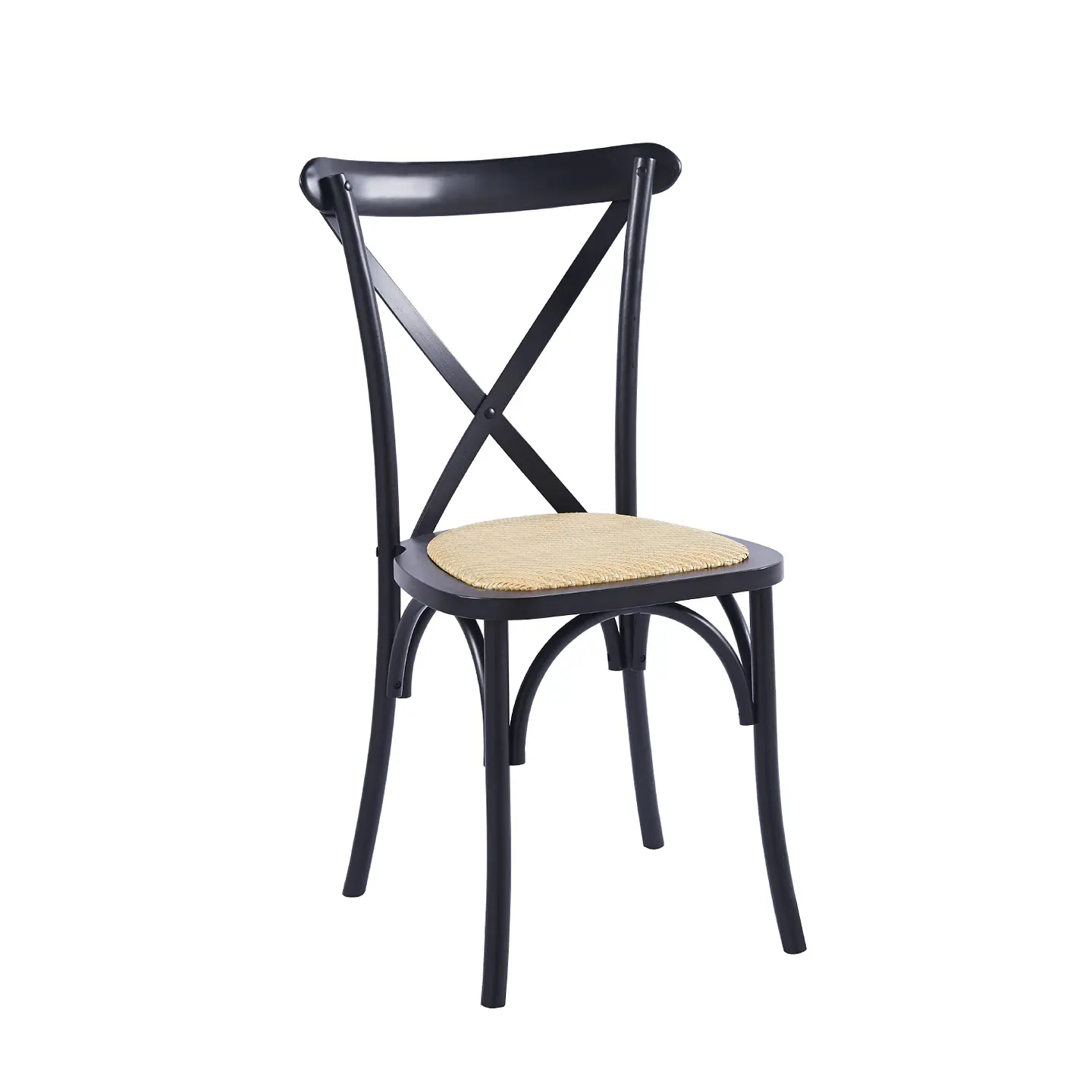 Mesa Tulip Wood Redonda  Melamina +4 Sillas Crossback Rattan - Comedor 100cm 2