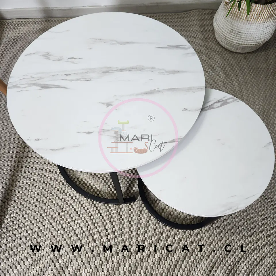 Mesa de Centro Anidada Mut de MDF Efecto Mármol con Base de Hierro – Set 2 Piezas 3