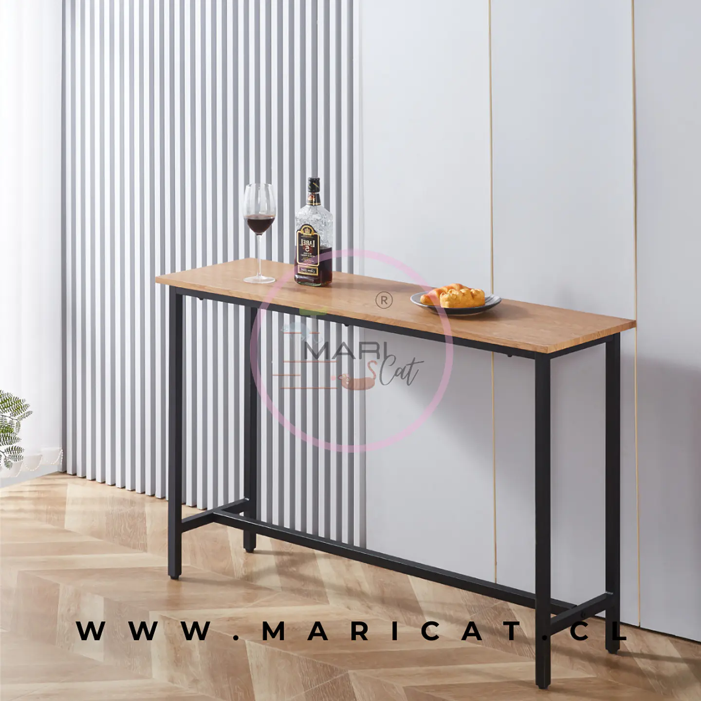 Arrimo MDF Natural y Metal Rustic – Estilo Industrial 1