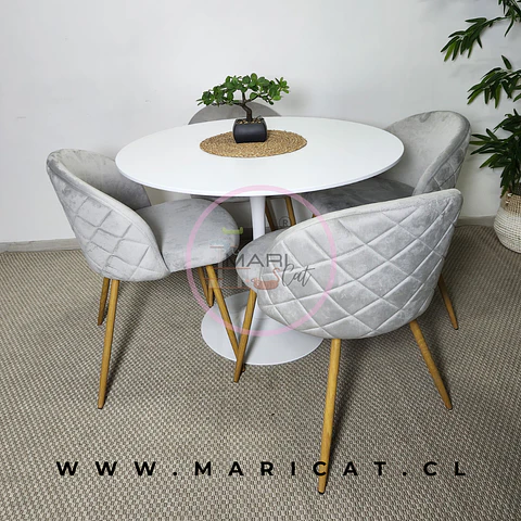Mesa Tulip + Silla Velvet Felpa Wood