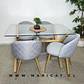 Mesa Rectangular Cross Chile de vidrio + Silla tokio Kana Lino estructura Wood - Miniatura 2