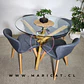 Mesa Madrid Warwick Redonda Vidrio +4 Sillas Mariposa Lino - Comedor - Miniatura 2