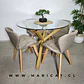 Mesa Madrid Warwick Redonda Vidrio +4 Sillas Mariposa Lino - Comedor - Miniatura 1