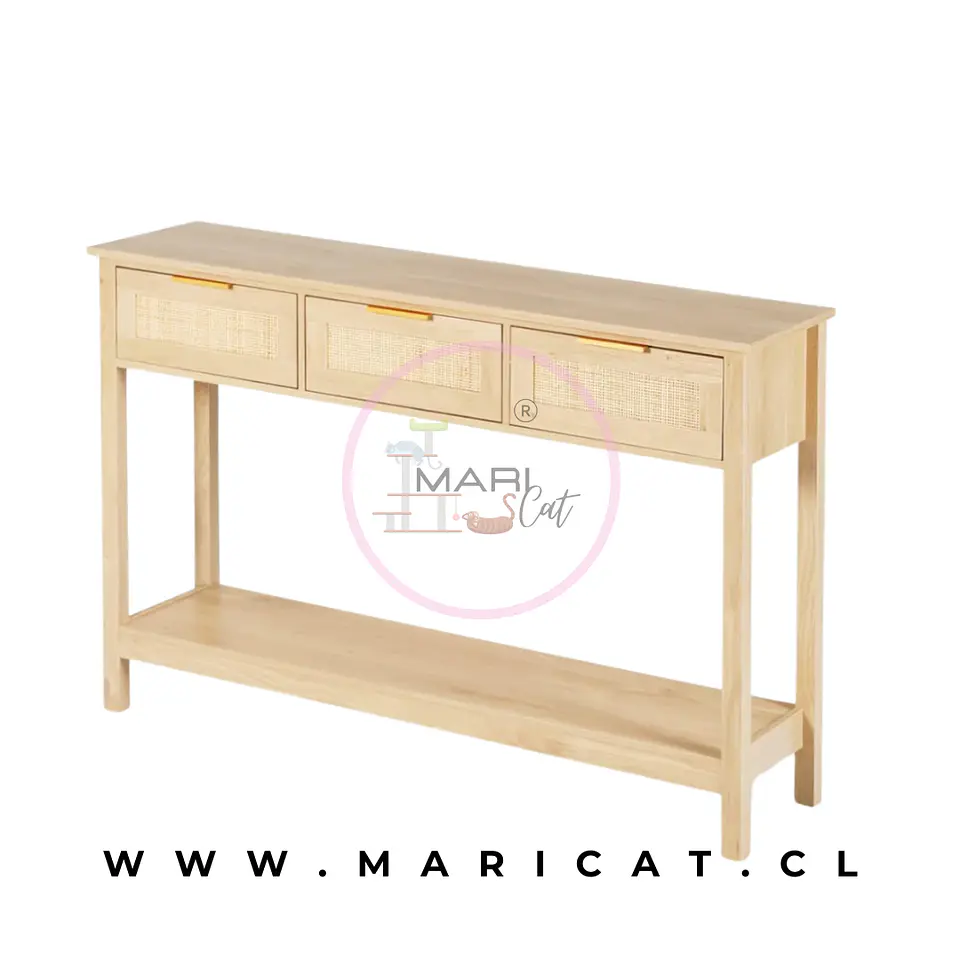 Mueble Recibidor Arrimo Ratán Arezzo de MDF con Cajones Tejidos – Marrón Claro 2