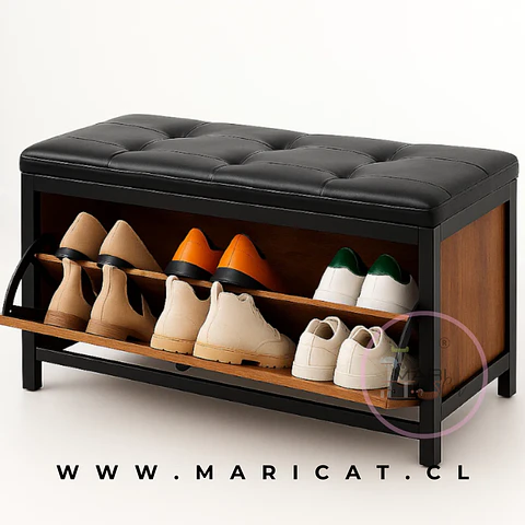 Zapatero Black Acolchado -Recibidor Dormitorio multiuso