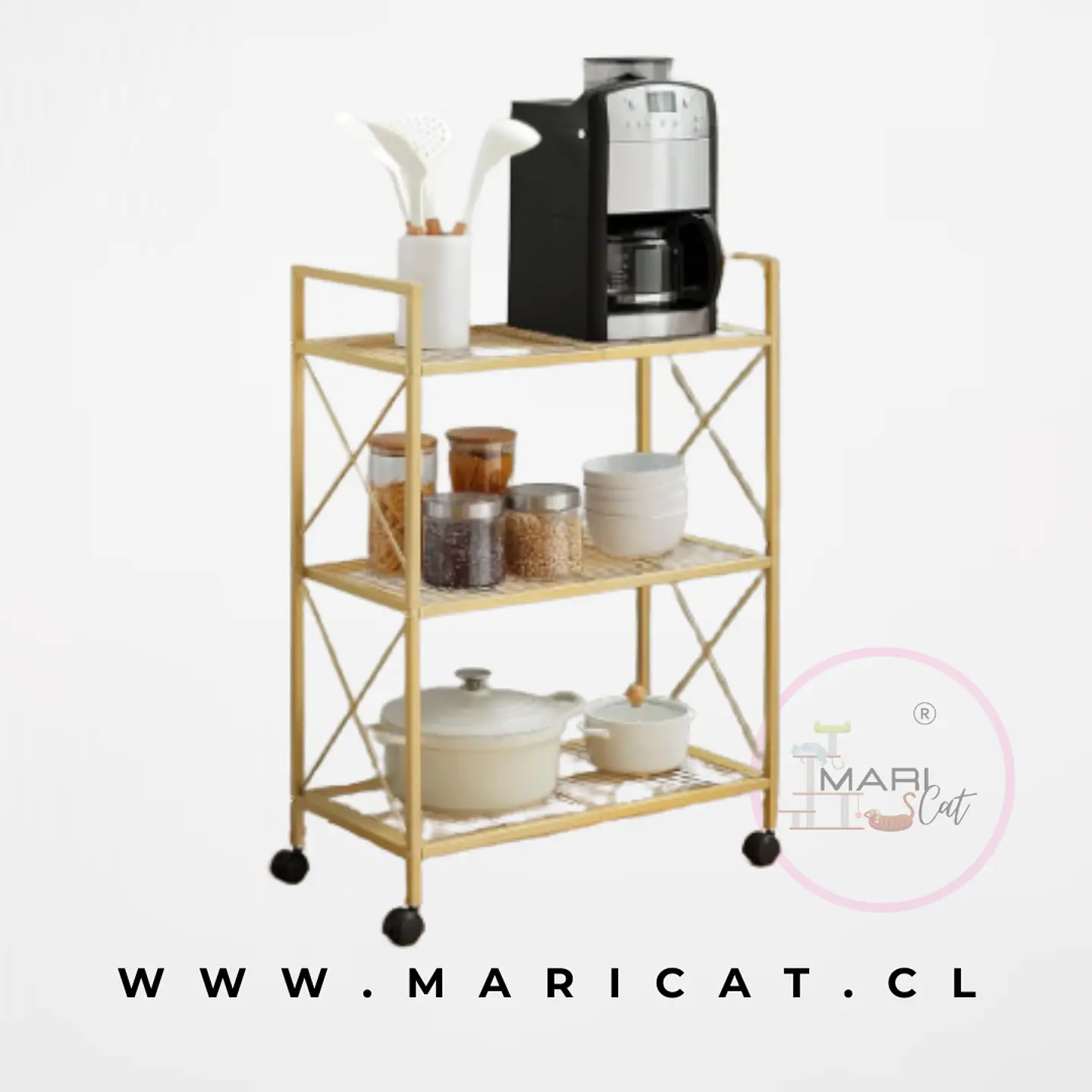 Carro Organizador Metal Dorado – Cocina o Baño 2