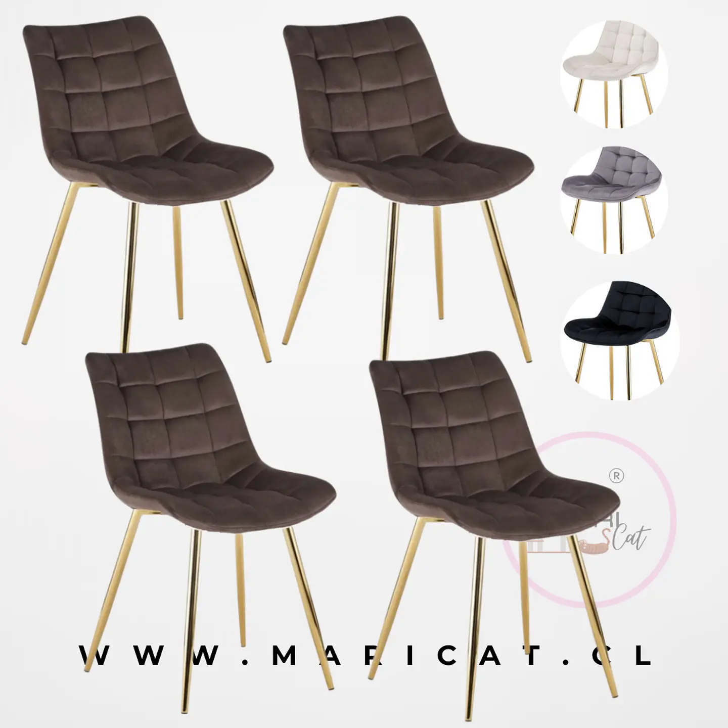 Pack Silla Macrot Velvet Gold 3