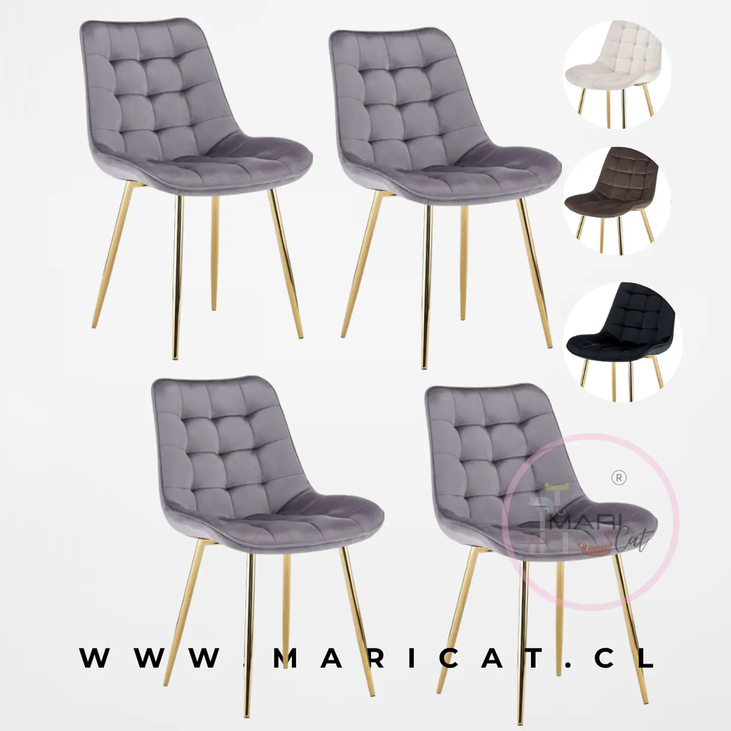 Pack Silla Macrot Velvet Gold 4