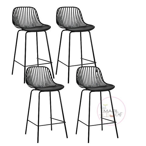 Taburete Bar Alto Clayton Polipropileno Negro 77cm