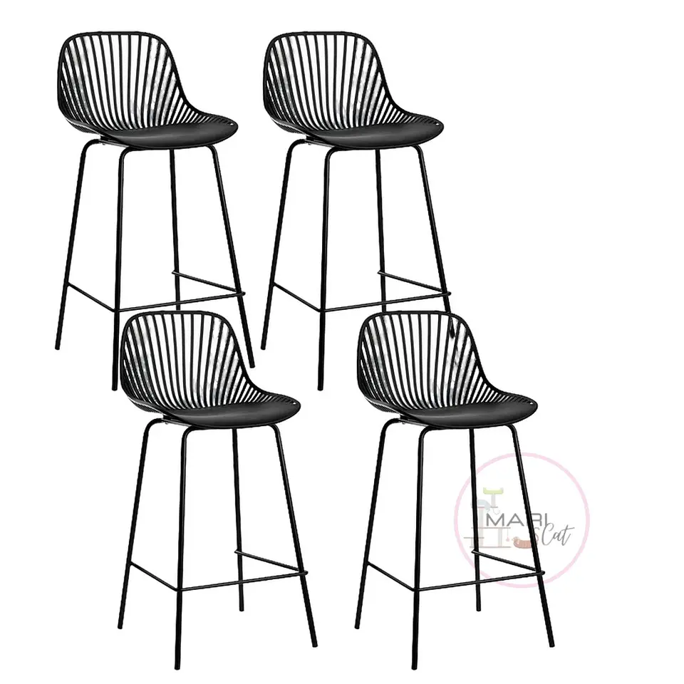 Pack 4 Taburete Bar Clayton Tropea Polipropileno Negro- Cocina Restaurant terraza 2