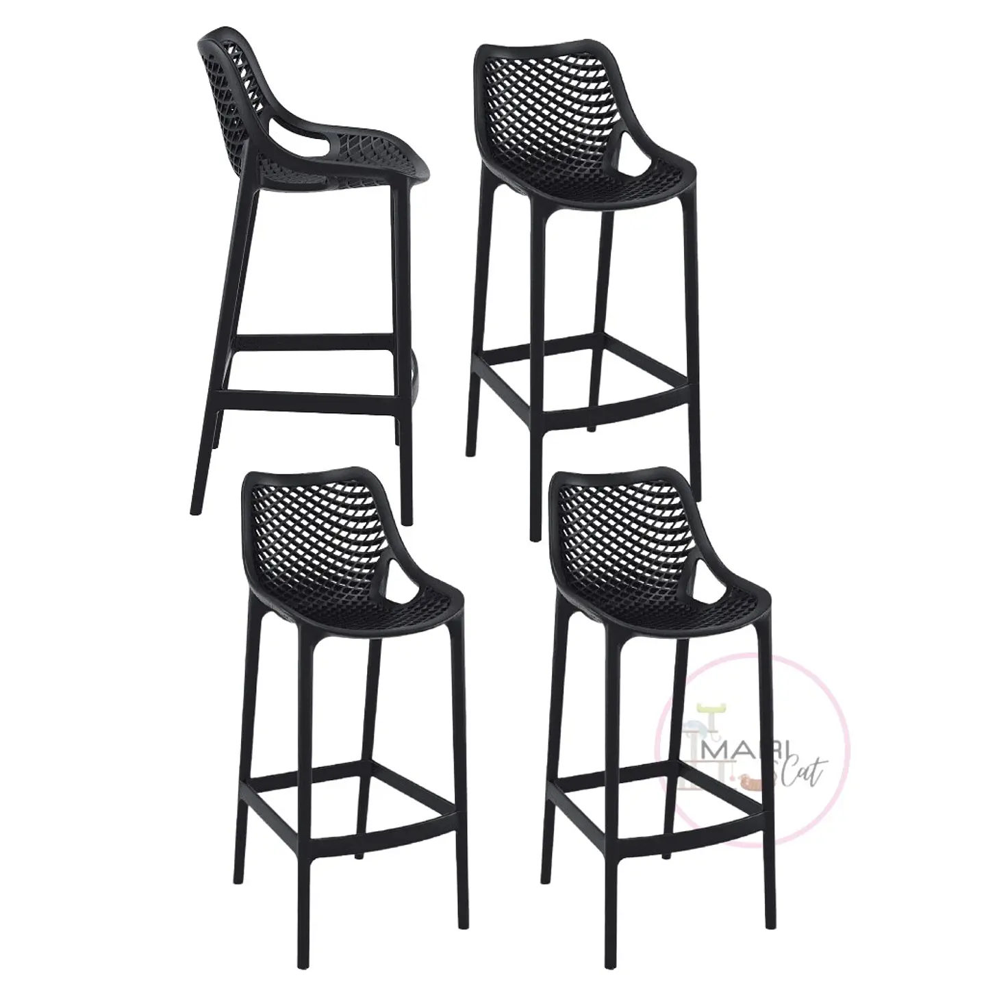 Pack 4 Taburetes Bar Stool Berlin Apilables de polipropileno- Cocina restaurant terraza 3