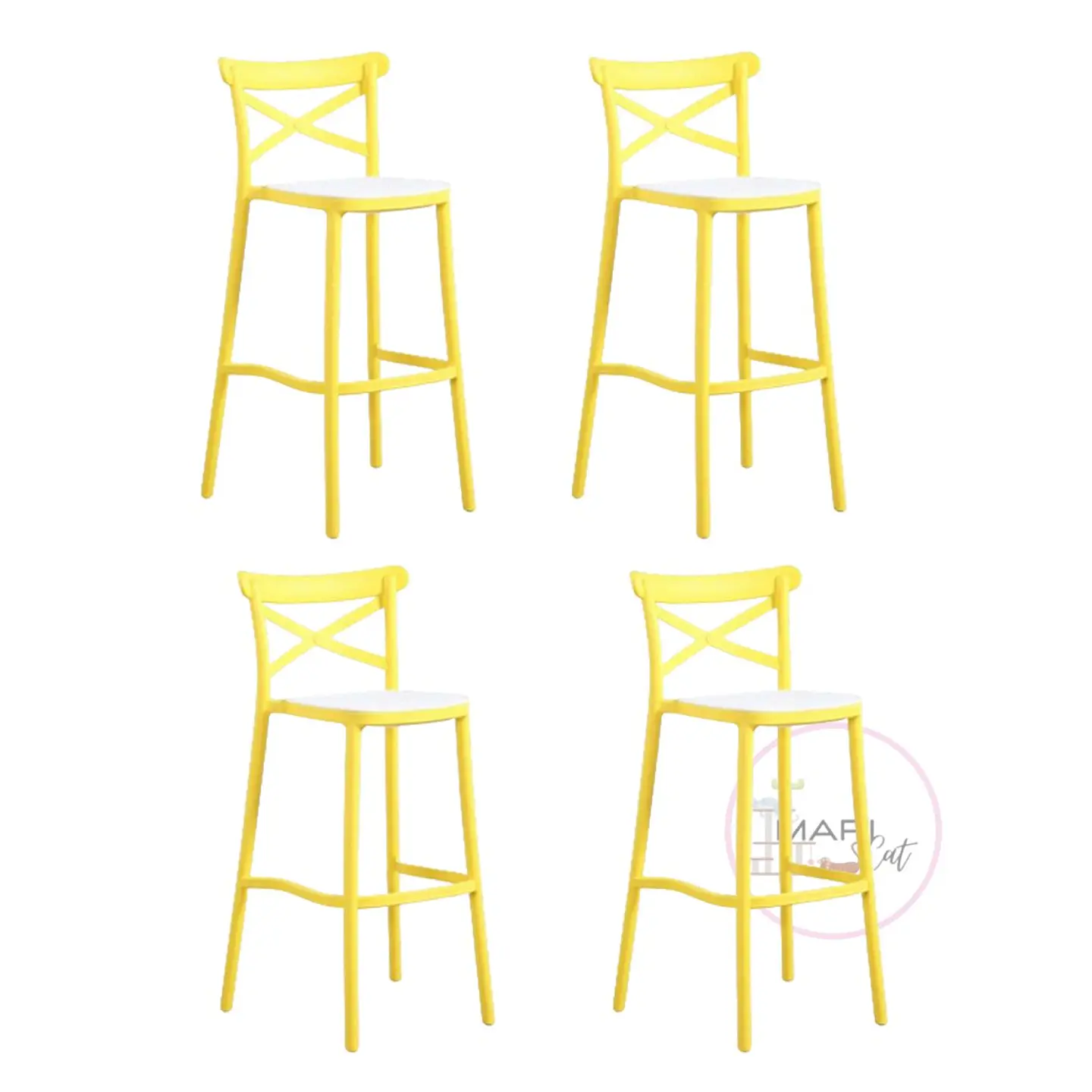 Pack 4 Taburete Bar Alto Danubio Polipropileno Amarillo- cocina restaurant terraza 3