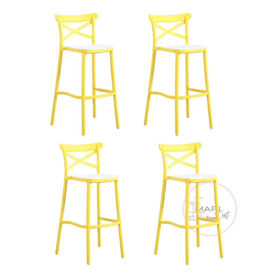 Pack 4 Taburete Bar Alto Danubio Polipropileno Amarillo- cocina restaurant terraza 3
