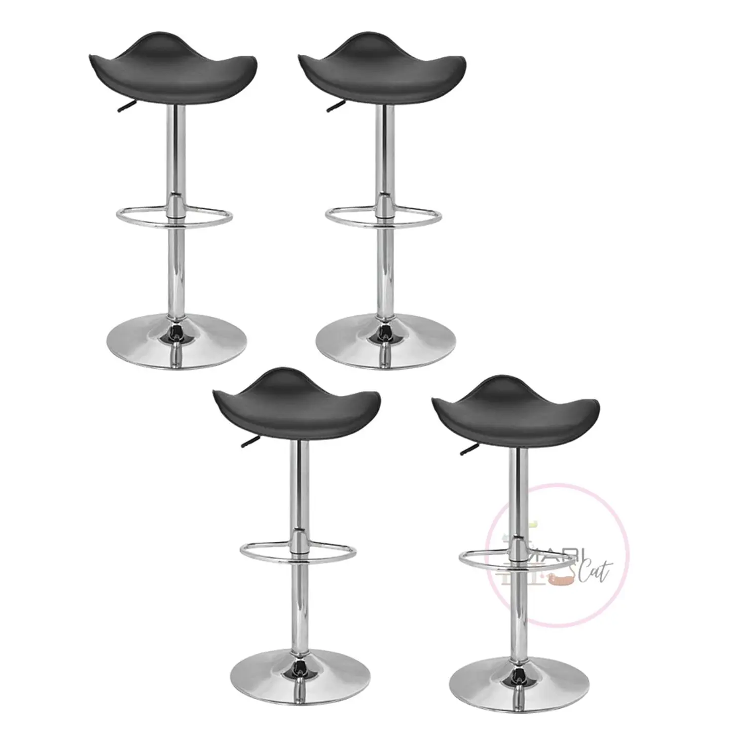 Pack 4 Taburete Bar Regulable Dandy Acolchado Negro- Cocina  2