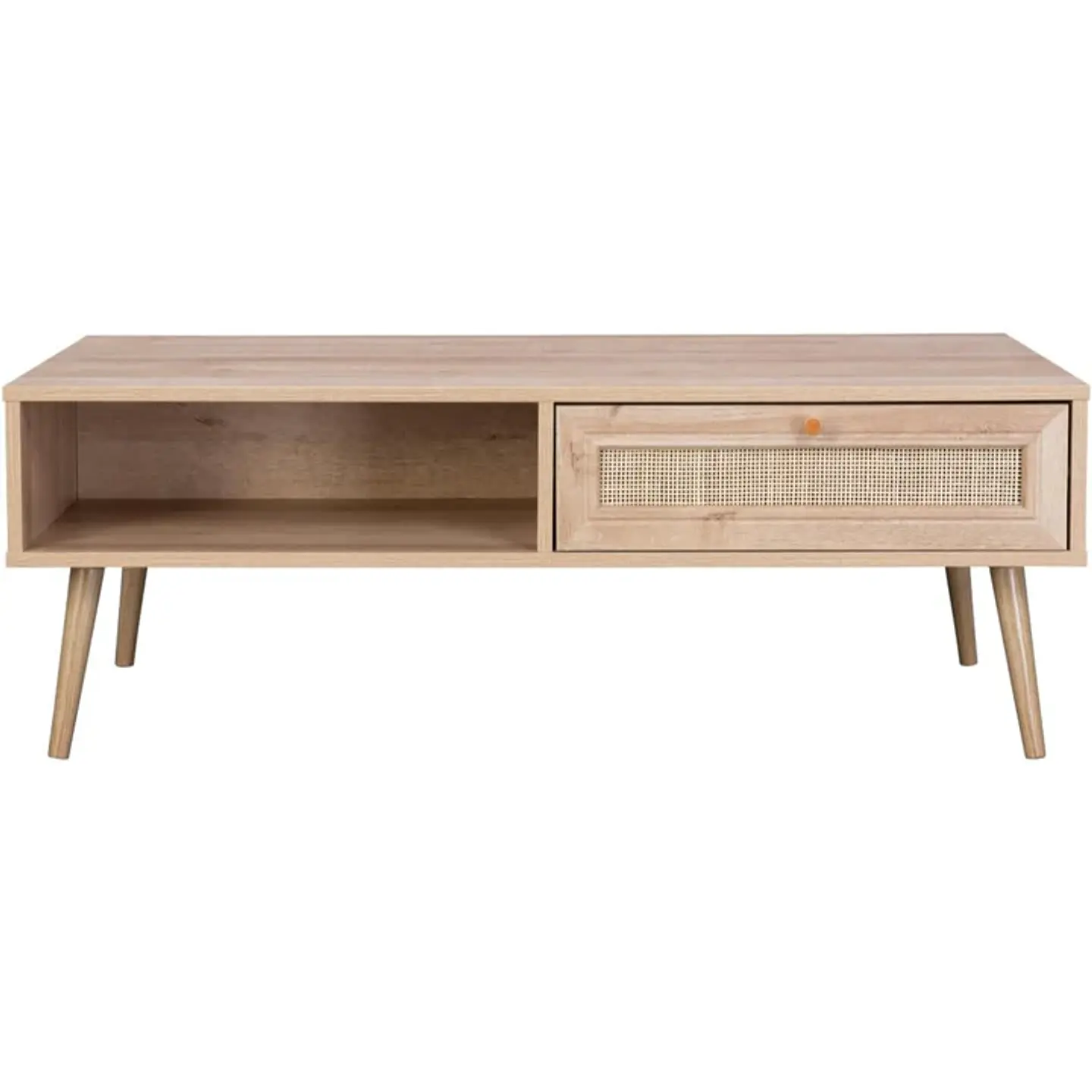 Mesa de Centro Radal con Cajón de Ratán – Madera Natural MDF  2