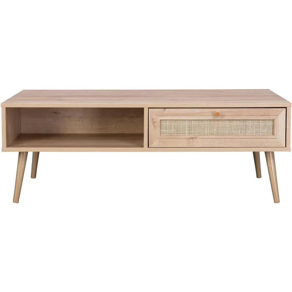 Mesa de Centro Radal con Cajón de Ratán – Madera Natural MDF  2
