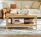 Mesa de Centro Rectangular de MDF con Detalles en Ratán – Madera Natural - Miniatura 4