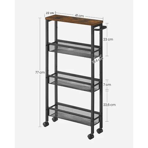 Carro Organizador Metal Negro – Cocina o Baño