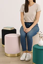 Puff pouf Velvet con Base Dorada Beige– Multifuncional decoracion - Miniatura 2