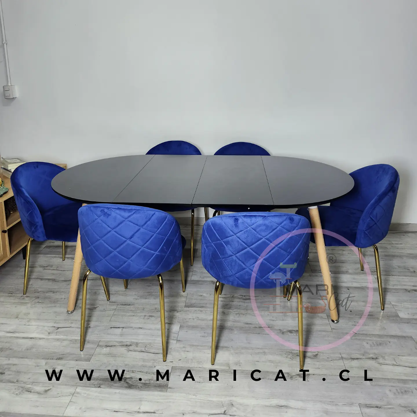 Mesa Expandible Eames MDF Redonda +4 Sillas Velvet - Comedor 4