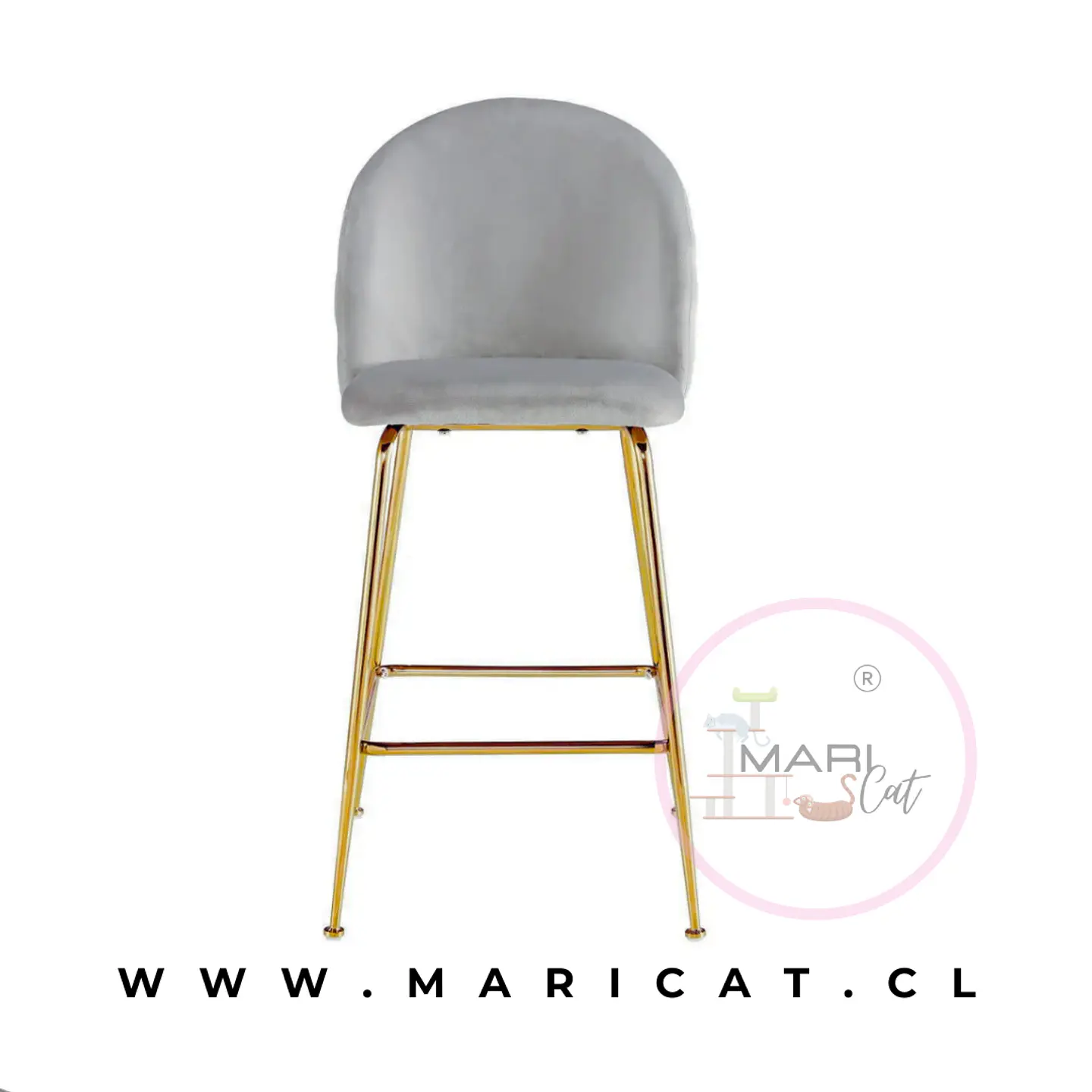 Taburete Bar Alto Velvet Luxury Terciopelo Dorado 66cm 2