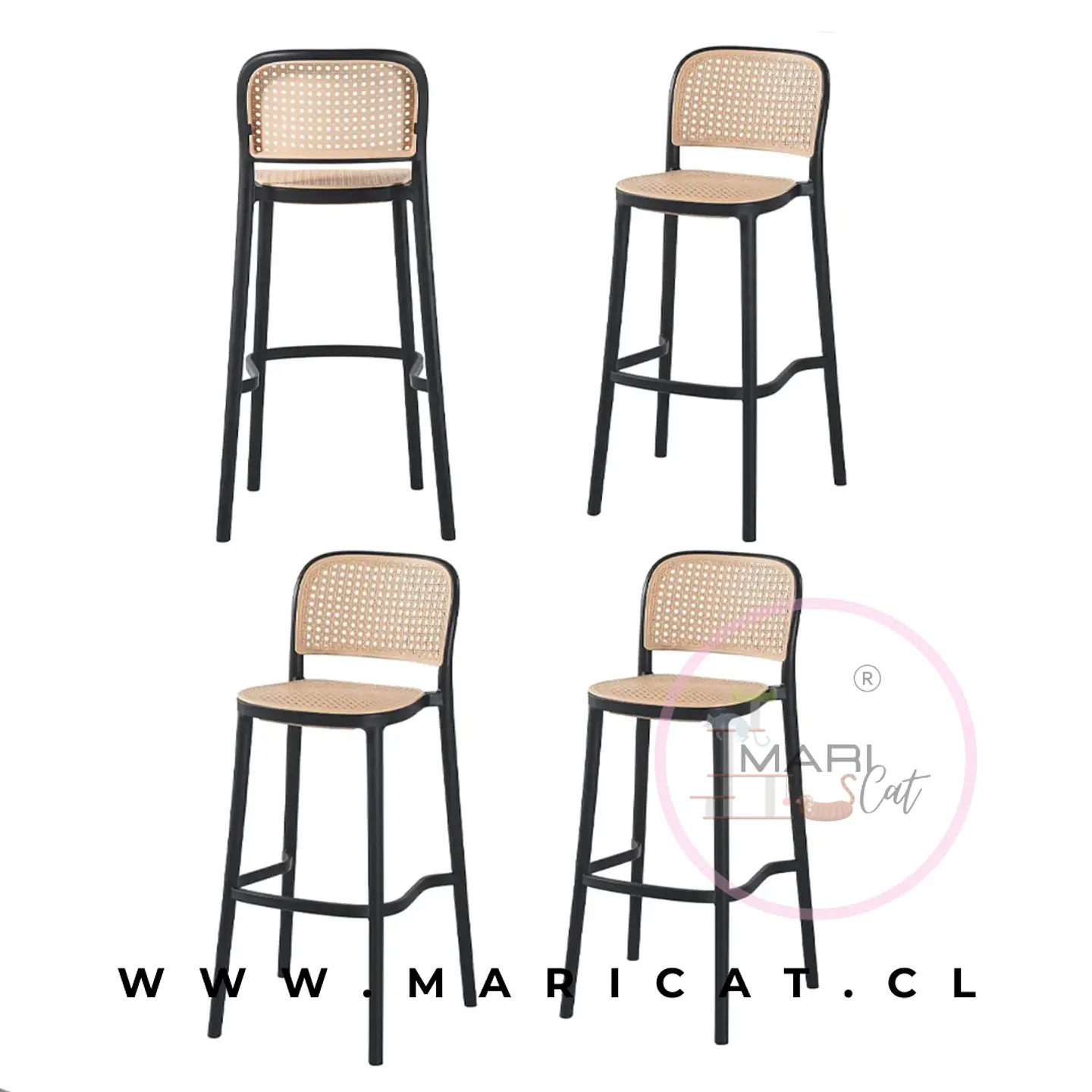 Pack 4 Taburete Bar Bajo Delta Polipropileno Negro 65cm 4