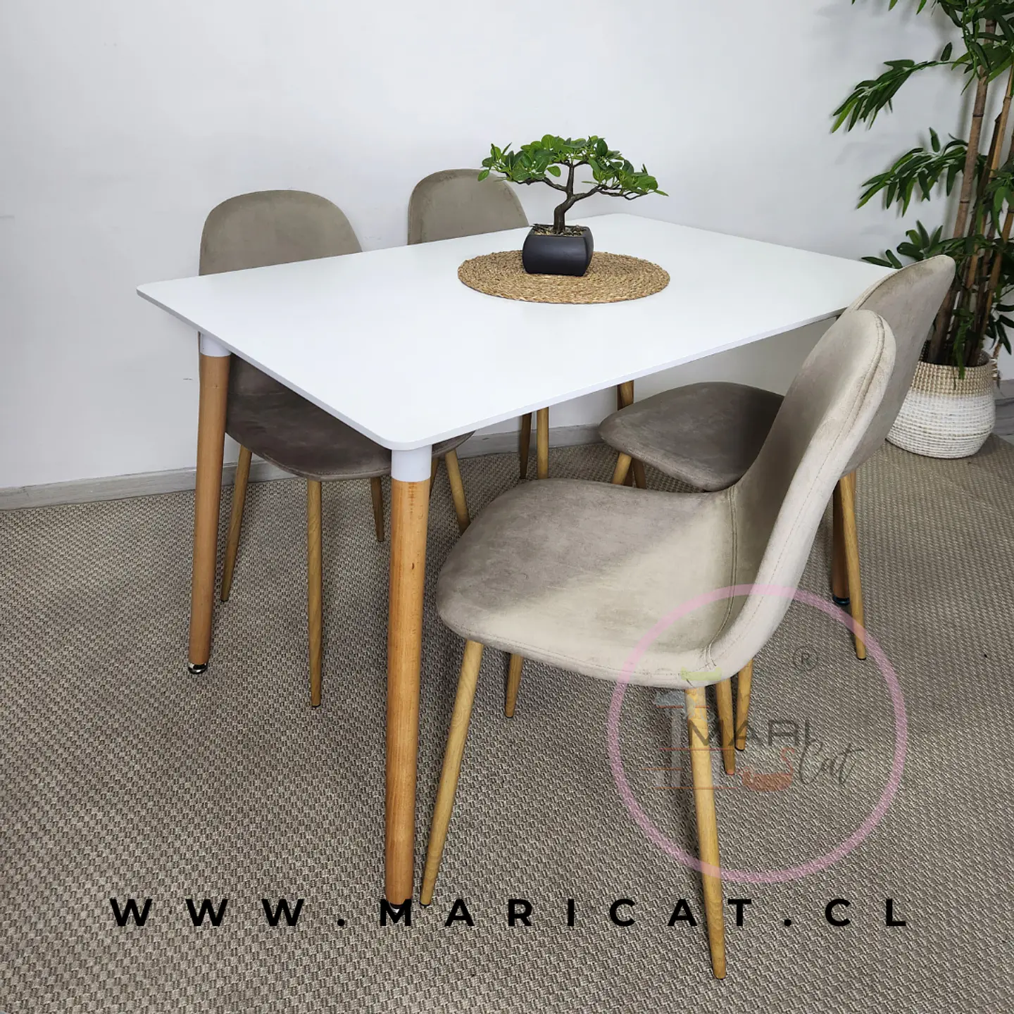 Comedor Rectangular Melamina 4 Sillas Spoon – Mesa 120x80cm 1