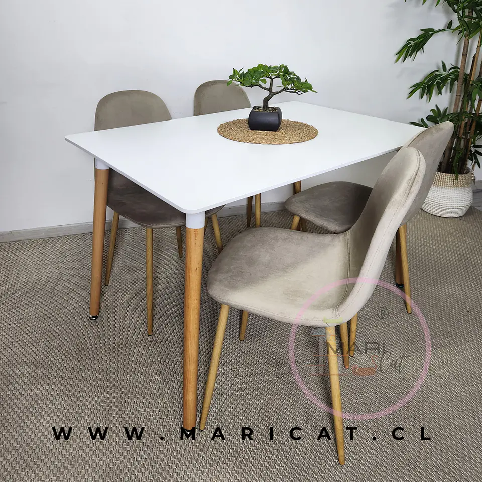 Comedor Rectangular Melamina 4 Sillas Spoon – Mesa 120x80cm 1