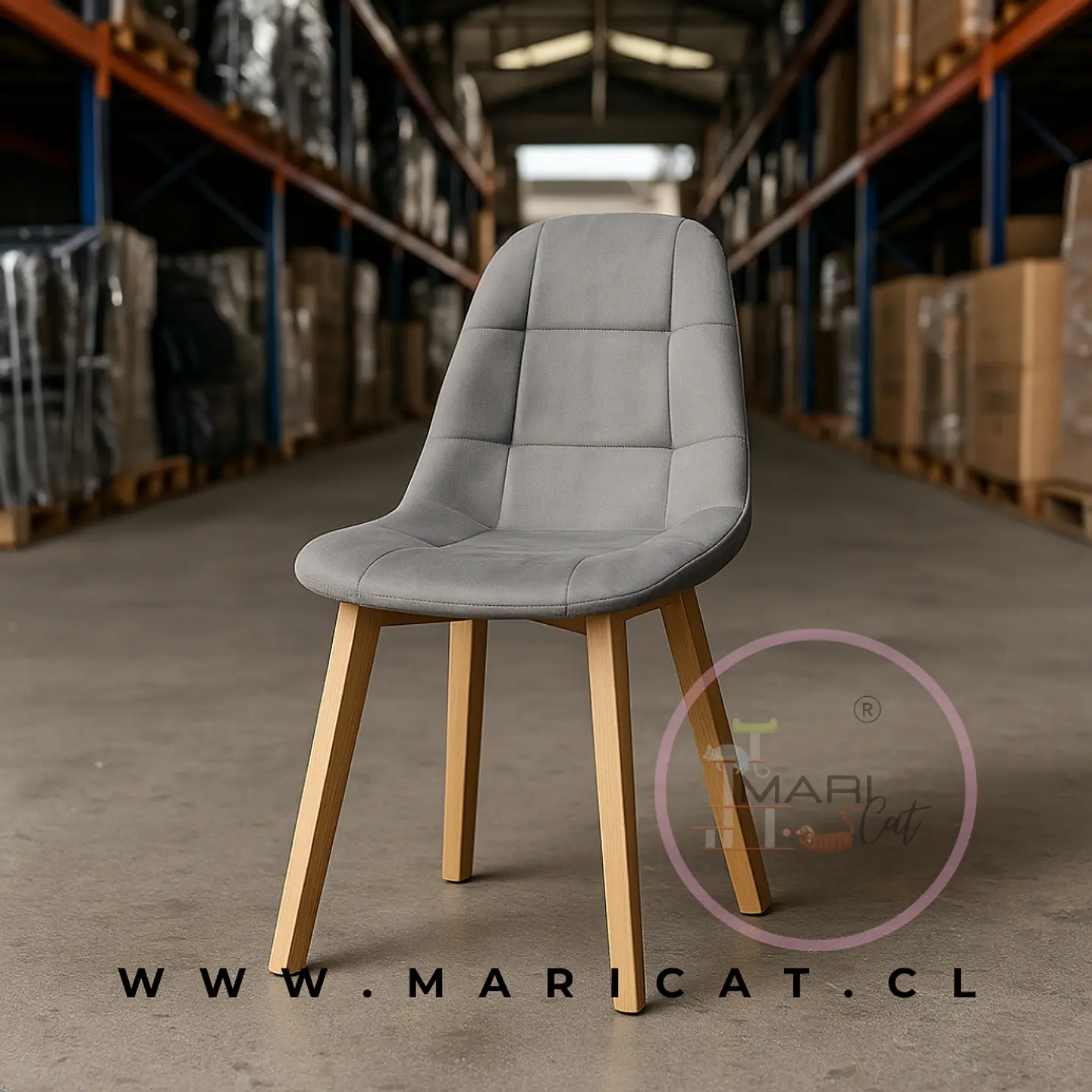 Silla Capitoné Eco Cuero Gris 1