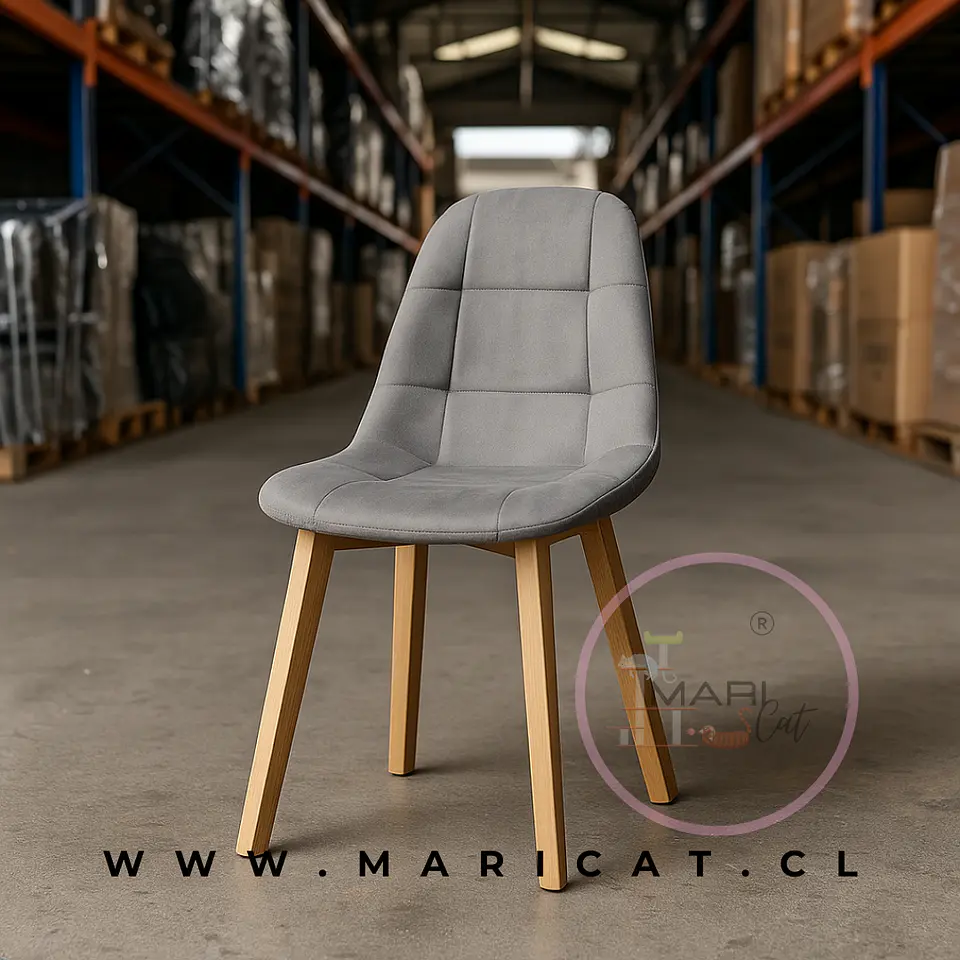 Silla Capitoné Eco Cuero Gris 1