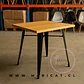 Mesa Tolix Cuadrada Negra Madera Metal Terraza Cafetería 70x70 - Miniatura 2