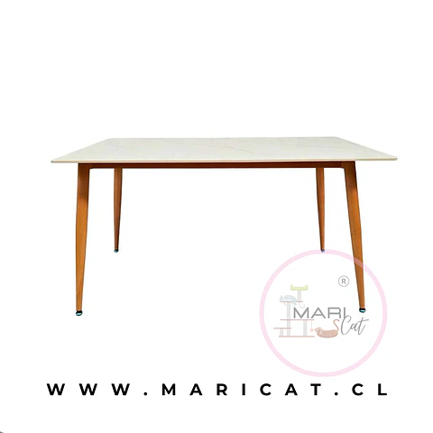 Mesa Rectangular Cuarzo Calacatta estilo marmol y Estructura Metálica – Comedor Sala de Reuniones 
