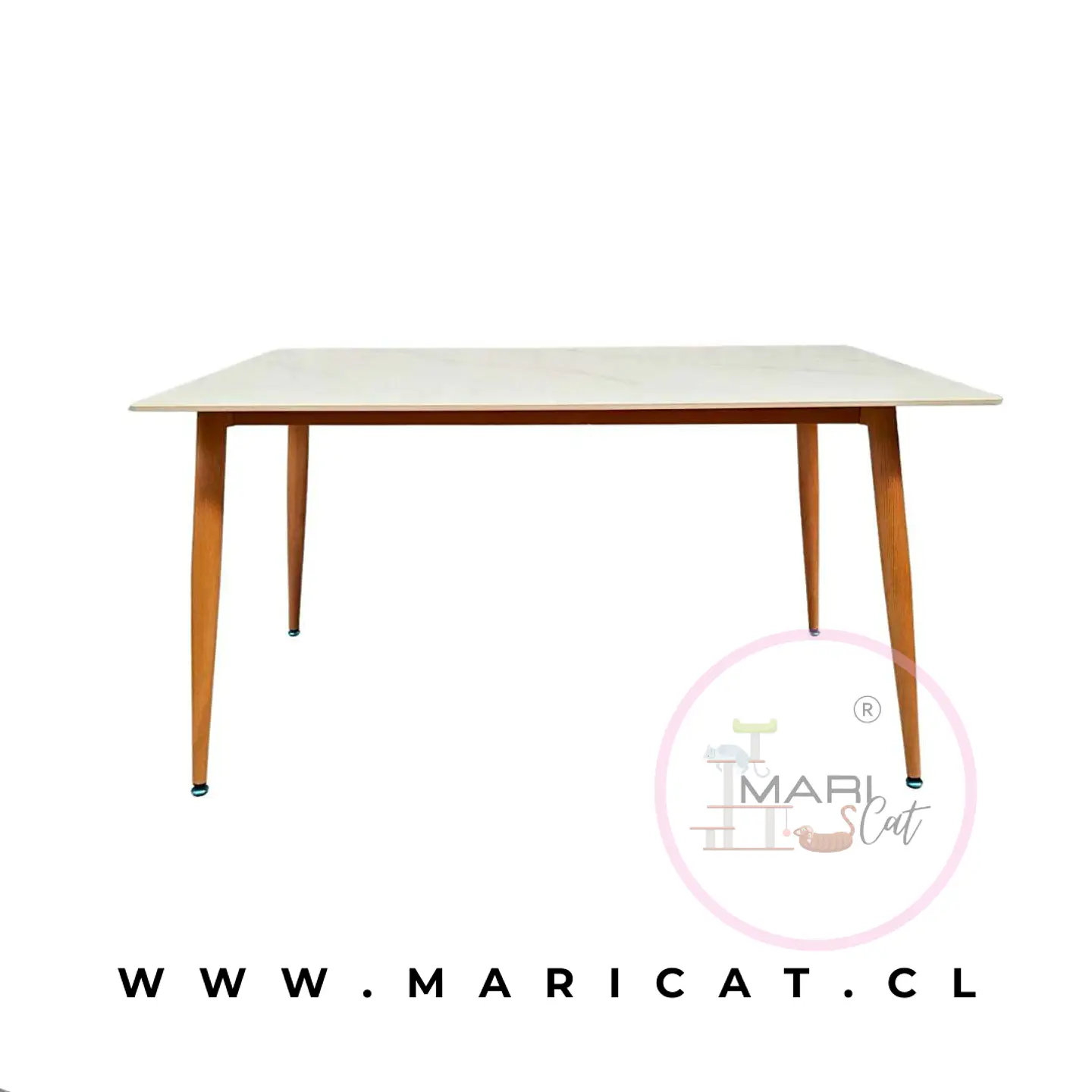 Mesa Rectangular Cuarzo Calacatta estilo marmol y Estructura Metálica – Comedor Sala de Reuniones  2