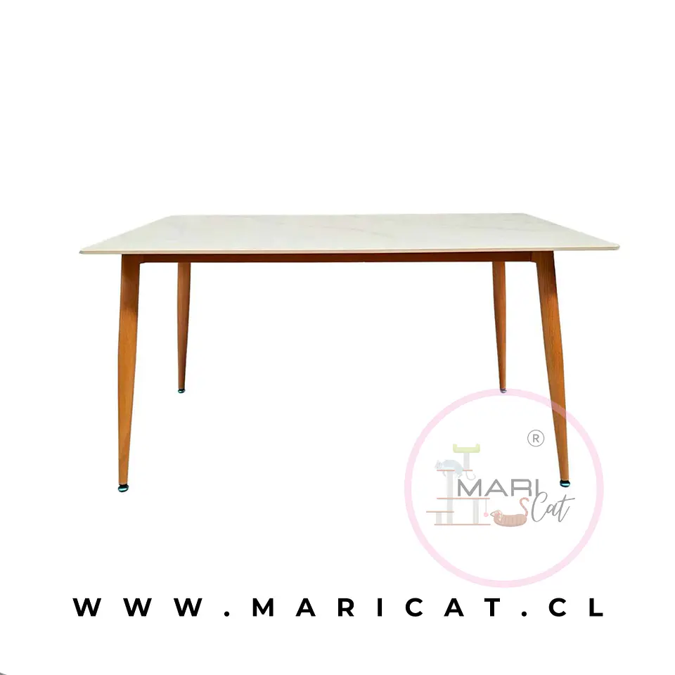 Mesa Rectangular Cuarzo Calacatta estilo marmol y Estructura Metálica – Comedor Sala de Reuniones  2