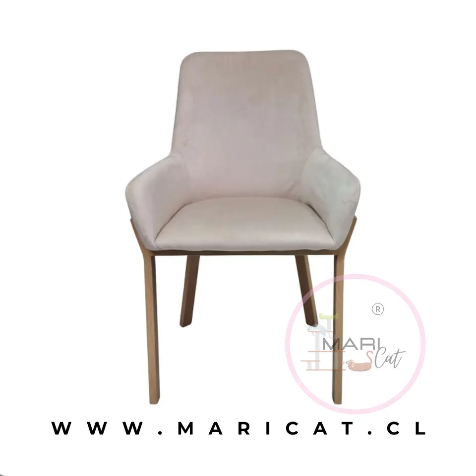 Silla Sitial Porto Velvet Beige Wood 2