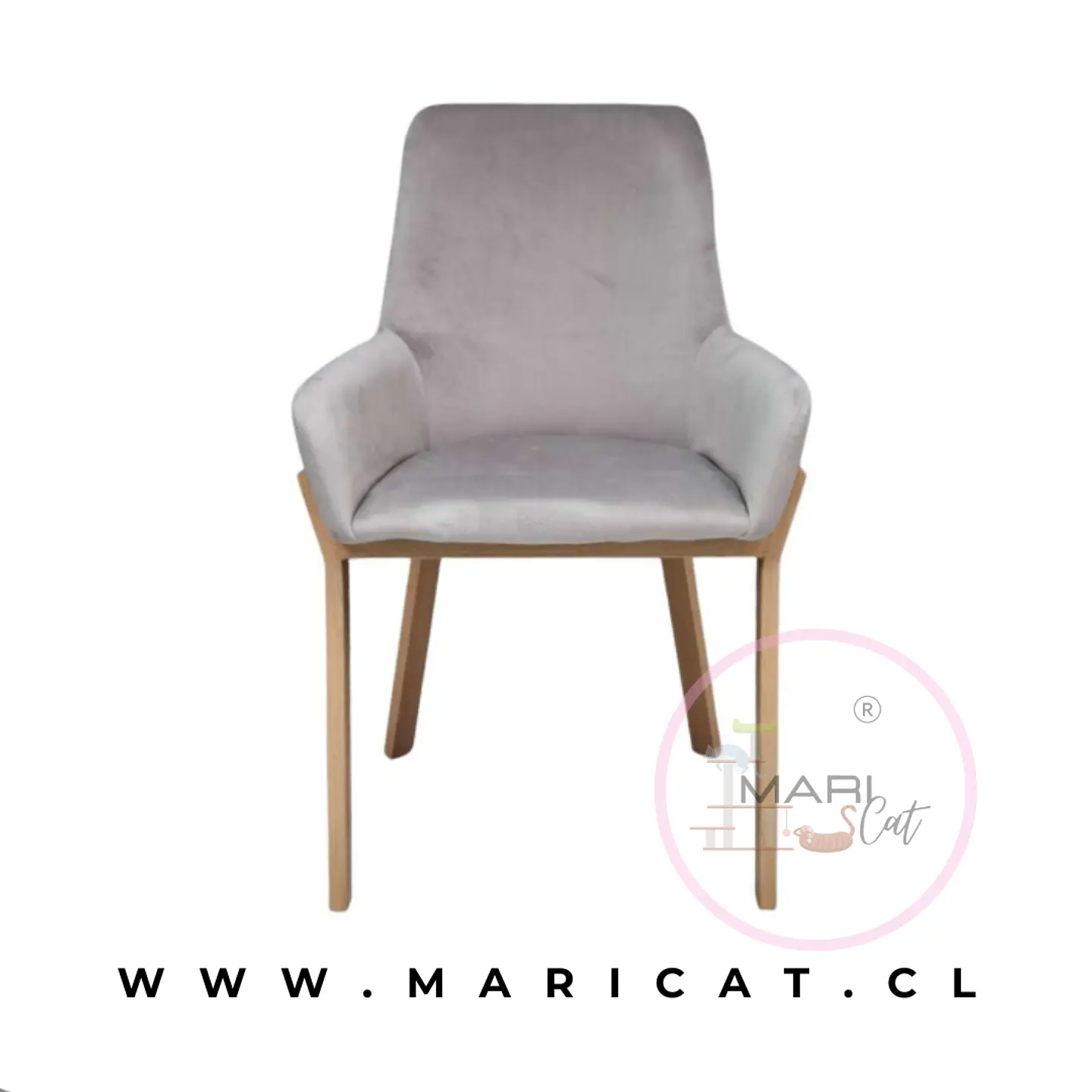 Silla Sitial Porto Velvet Gris Wood 1