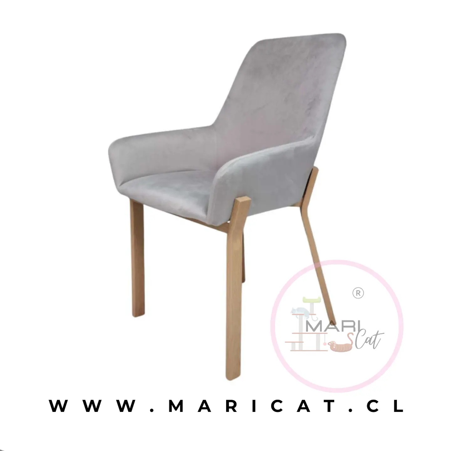 Silla Sitial Porto Velvet Gris Wood 2